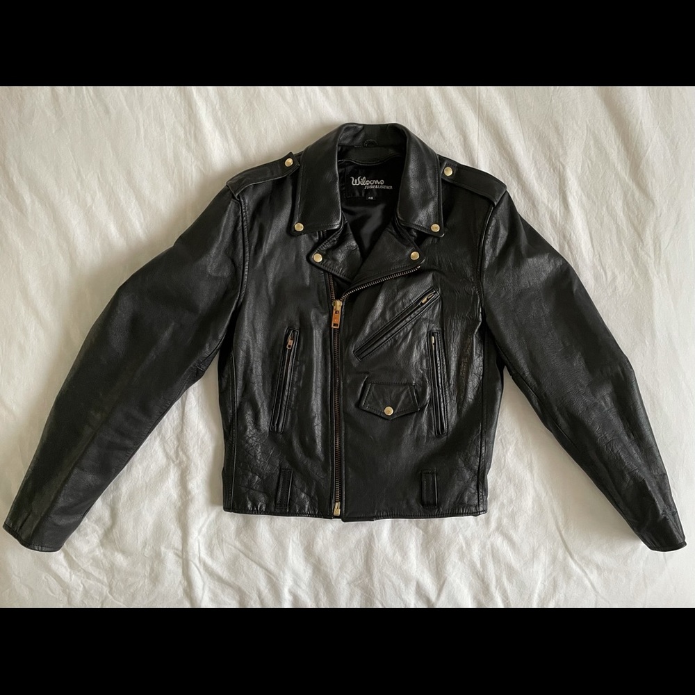 Wilsons black leather biker jacket